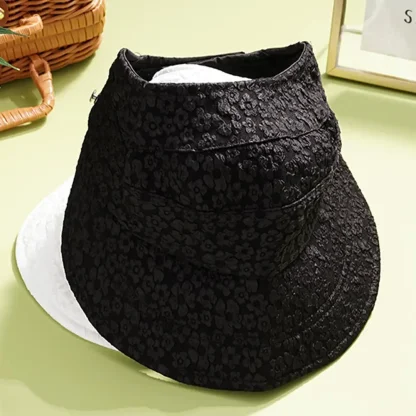 Solid Color Sun Visor with Floral Pattern - Image 14