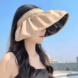 Pleated Wide Brim Visor for Sun Protection