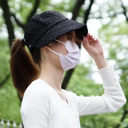 Solid Color Sun Visor with Floral Pattern - Image 9