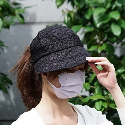 Solid Color Sun Visor with Floral Pattern - Image 11