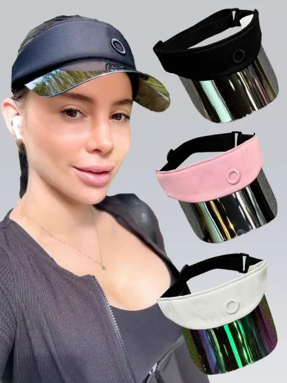 Sport Visor with Shiny Iridescent Brim - Image 2