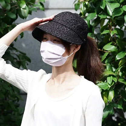 Solid Color Sun Visor with Floral Pattern - Image 10