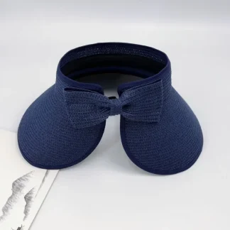 Portable Wide Brim Visor with Bow Back Decor