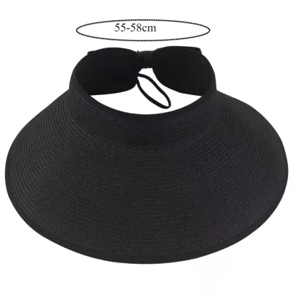 Portable Wide Brim Visor with Bow Back Decor - Image 5