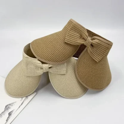 Portable Wide Brim Visor with Bow Back Decor - Image 4