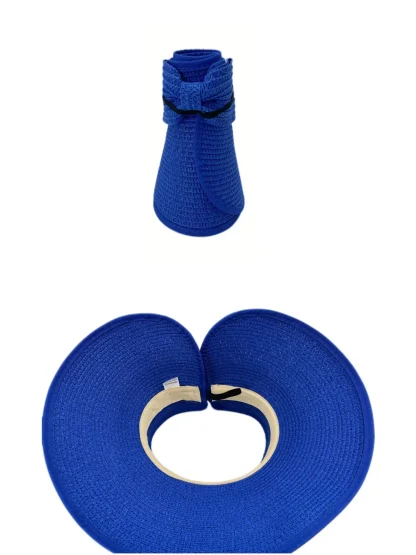 Portable Wide Brim Visor with Bow Back Decor - Image 7