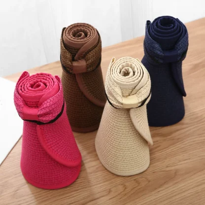 Wide Foldable Empty Top Straw Hats - Image 6