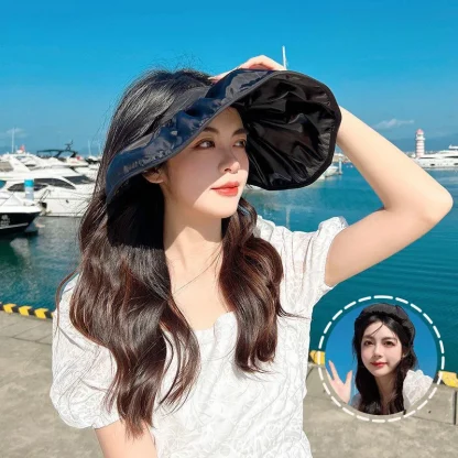 Women's Sun Visor with Wide Pleated Brim - Image 3