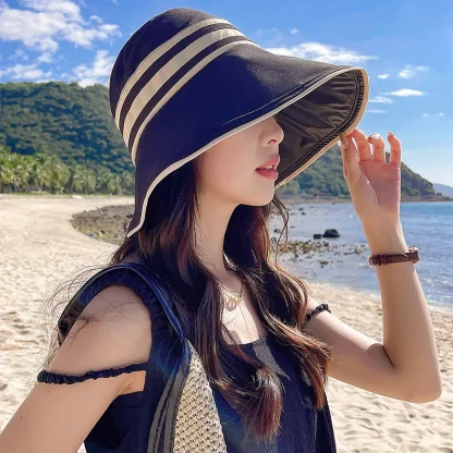 Foldable Open Top Hat with Stripe Pattern - Image 8