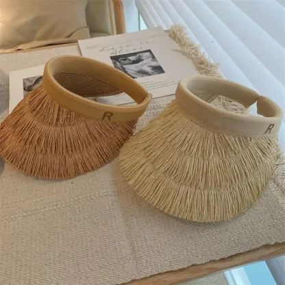 Chic Open Band Sun Visor with Fringe Design - Image 4