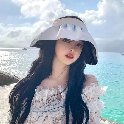 Women's Sun Visor with Wide Pleated Brim - Image 9