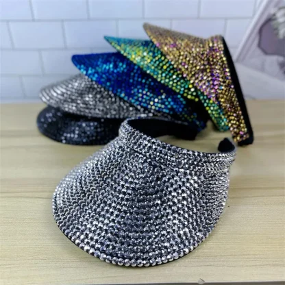 Luxury Sun Visor with Rhinestone-like Decor - Image 3
