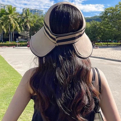 Foldable Open Top Hat with Stripe Pattern - Image 4