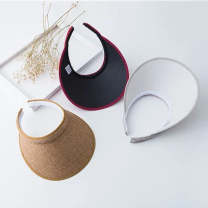 Solid Color Large Brim Sun Visor - Image 5