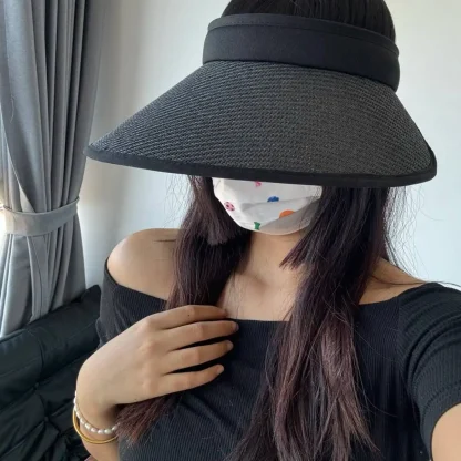 Solid Color Large Brim Sun Visor - Image 2