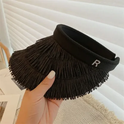 Chic Open Band Sun Visor with Fringe Design - Image 5