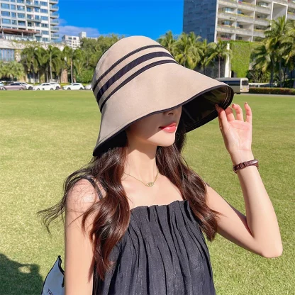 Foldable Open Top Hat with Stripe Pattern - Image 11