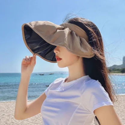 Women's Sun Visor with Wide Pleated Brim - Image 4