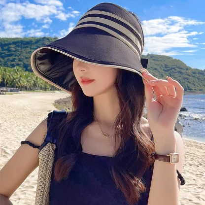 Foldable Open Top Hat with Stripe Pattern - Image 7