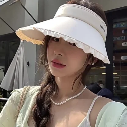Chic Open Top Hat with Ruffle Brim Trim - Image 3