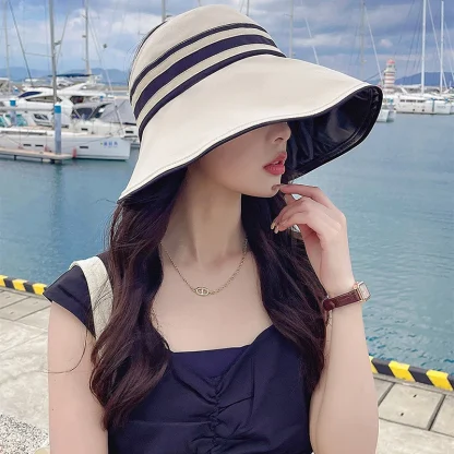 Foldable Open Top Hat with Stripe Pattern - Image 12