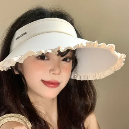 Chic Open Top Hat with Ruffle Brim Trim - Image 4