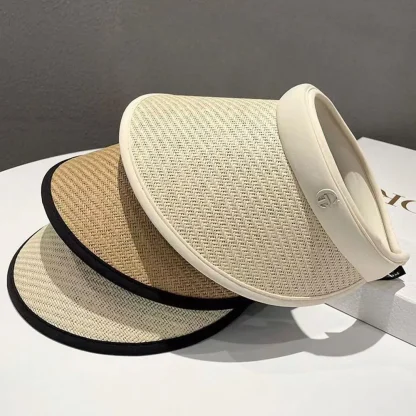 Casual Straw Sun Visor with Open Band - Image 6