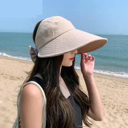 Empty Top Sun Hat with Bow Decor - Image 4