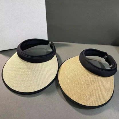 Casual Straw Sun Visor with Open Band - Image 12