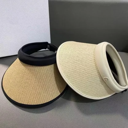 Casual Straw Sun Visor with Open Band - Image 5