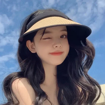 Casual Straw Sun Visor with Open Band - Image 9