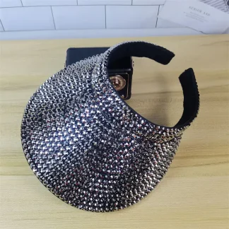 Luxury Sun Visor with Rhinestone-like Decor