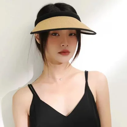 Casual Straw Sun Visor with Open Band - Image 7