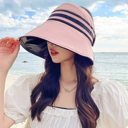 Foldable Open Top Hat with Stripe Pattern - Image 9