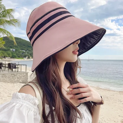 Foldable Open Top Hat with Stripe Pattern - Image 10