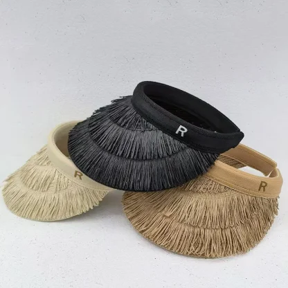 Chic Open Band Sun Visor with Fringe Design - Image 2