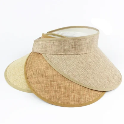 Solid Color Large Brim Sun Visor - Image 6