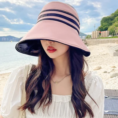 Foldable Open Top Hat with Stripe Pattern - Image 2