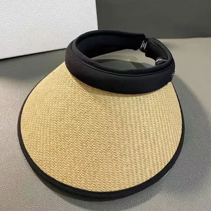 Casual Straw Sun Visor with Open Band - Image 11