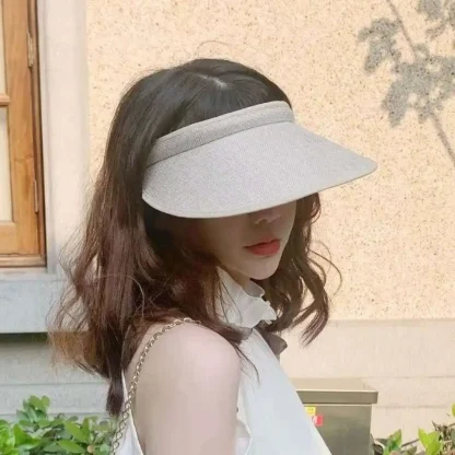 Solid Color Large Brim Sun Visor - Image 3