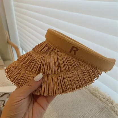 Chic Open Band Sun Visor with Fringe Design - Image 7