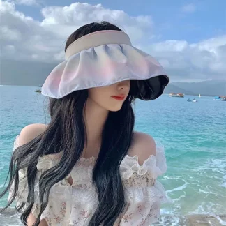 Women's Sun Visor with Wide Pleated Brim