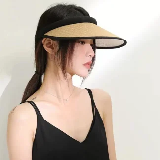 Casual Straw Sun Visor with Open Band