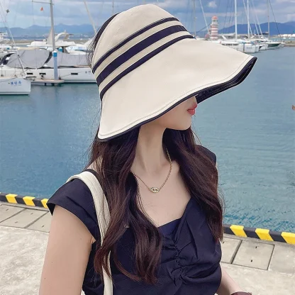 Foldable Open Top Hat with Stripe Pattern - Image 13