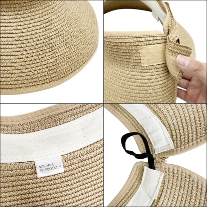 Wide Foldable Empty Top Straw Hats - Image 4