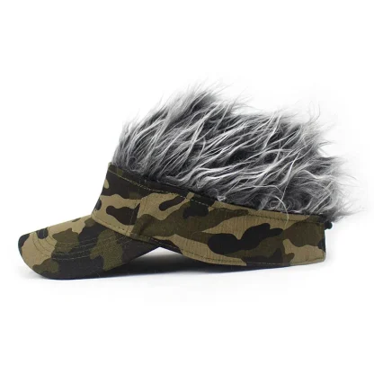 Camo Print Sun Visor with Fake Wig for Men - Image 10
