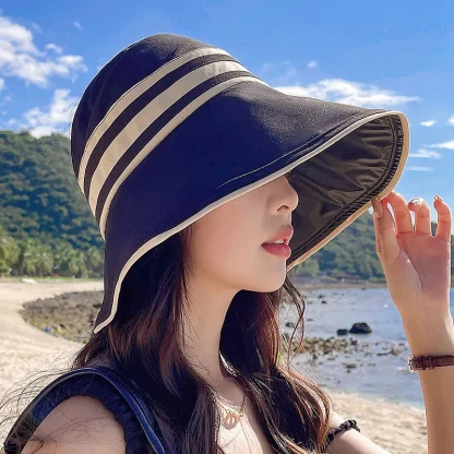 Foldable Open Top Hat with Stripe Pattern - Image 6