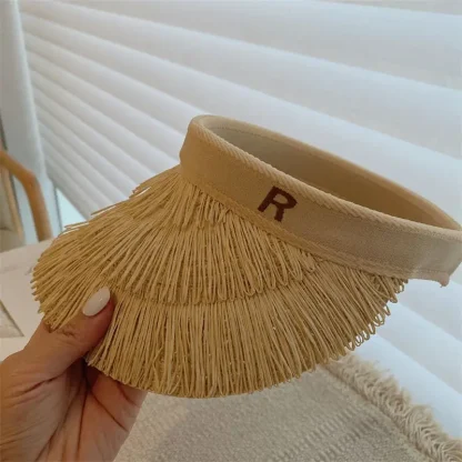 Chic Open Band Sun Visor with Fringe Design - Image 6