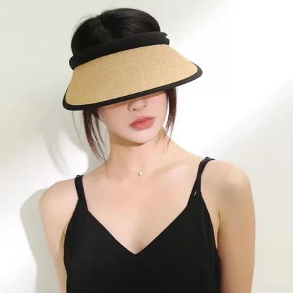 Casual Straw Sun Visor with Open Band - Image 13
