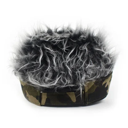 Camo Print Sun Visor with Fake Wig for Men - Image 11